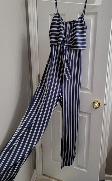 Blue and White romper jumpsuit - Picture 1 of 8